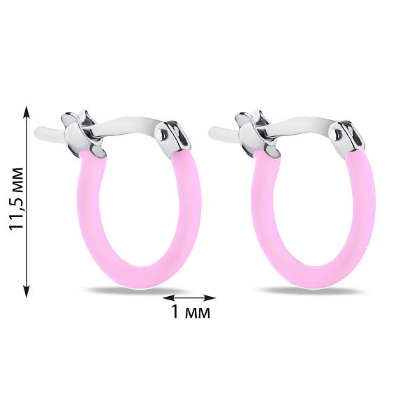 Серебряные серьги с розовой эмалью (арт. 7502/9369/10ер) – изображение 2