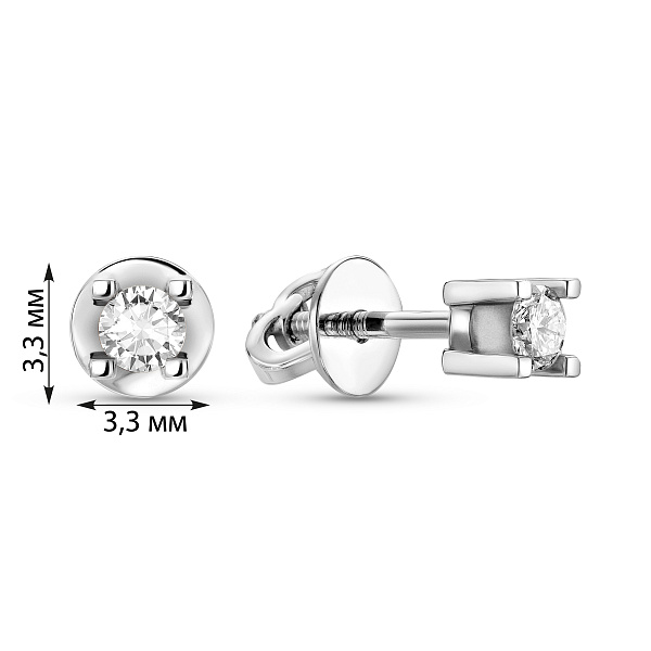 Серьги-пусеты из белого золота с бриллиантами (арт. Т011079020б) – изображение 2