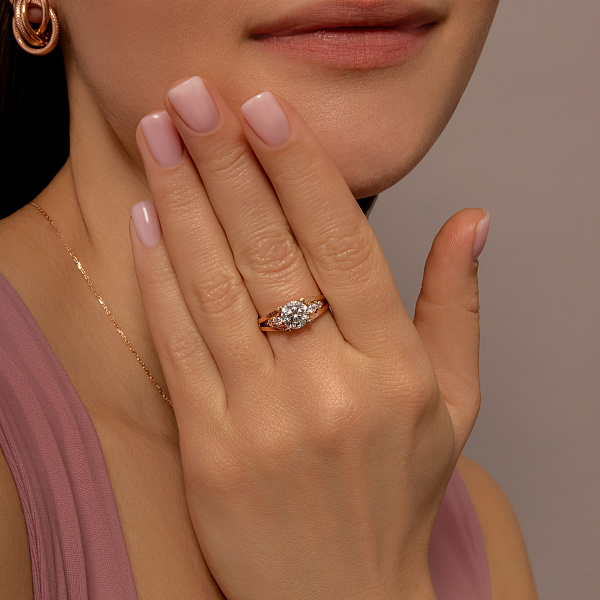 Золота каблучка з фіанітами (арт. 141038) – зображення 2