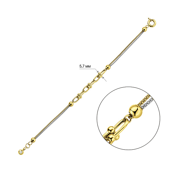 Браслет з жовтого і білого золота (арт. 326366жб) – зображення 3