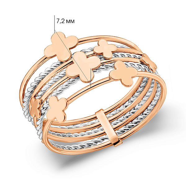 Багатошарова каблучка з червоного і білого золота (арт. 141320) – зображення 3