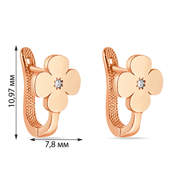 Сережки золоті «Квіти» з фіанітами для дітей  (арт. 106039) – зображення 2