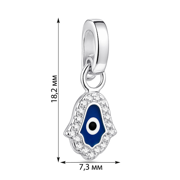 Серебряная подвеска Хамса с фианитами и эмалью (арт. 7503/4655е) – изображение 2
