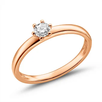 Каблучка на заручини з діамантом з червоного золота (арт. К011090015)