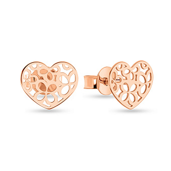 Золотые серьги-пусеты в форме сердечка (арт. 109234)
