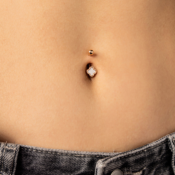 Пирсинг в пупок из красного золота с эмалью (арт. 360250еп) – изображение 2