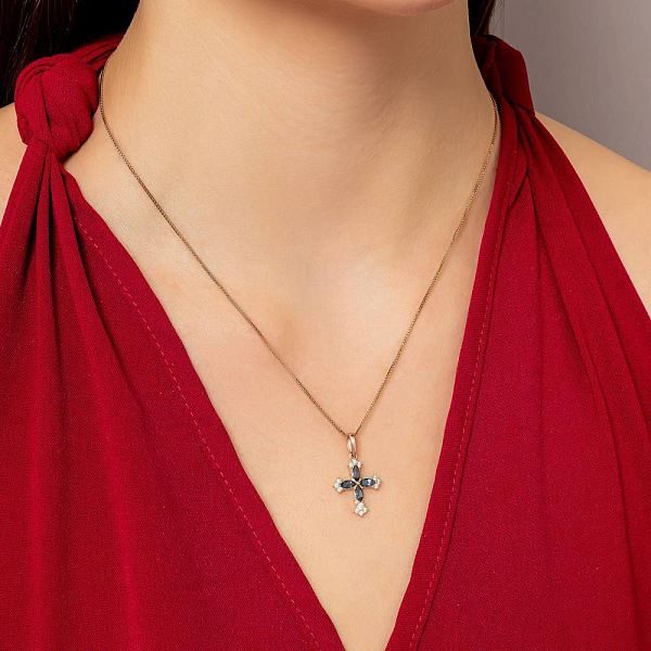 Золотой крестик с топазом и фианитами (арт. 4401029Пл) – изображение 2