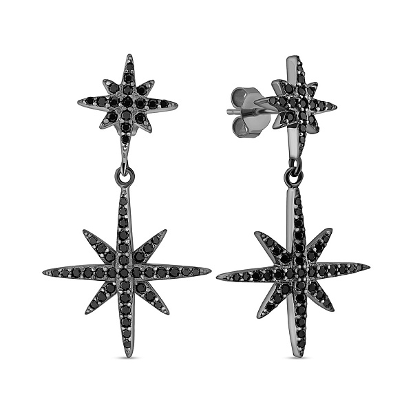 Серебряные серьги с черными фианитами (арт. 7518/5895чч) – изображение 1