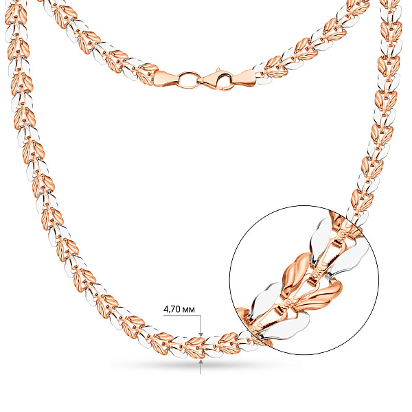 Золоте кольє в червоному і білому кольорі металу (арт. 350612кб) – зображення 5