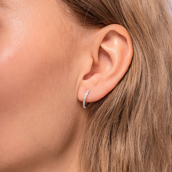 Золотые серьги-кольца с бриллиантами (арт. С011375020б) – изображение 2