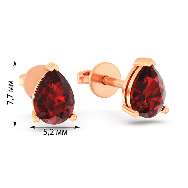 Золотые серьги-пусеты с гранатом (арт. 111230Пк) – изображение 5