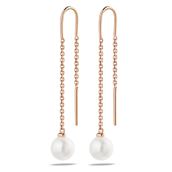 Золотые серьги-протяжки с жемчугом (арт. 106780прлб) – изображение 1