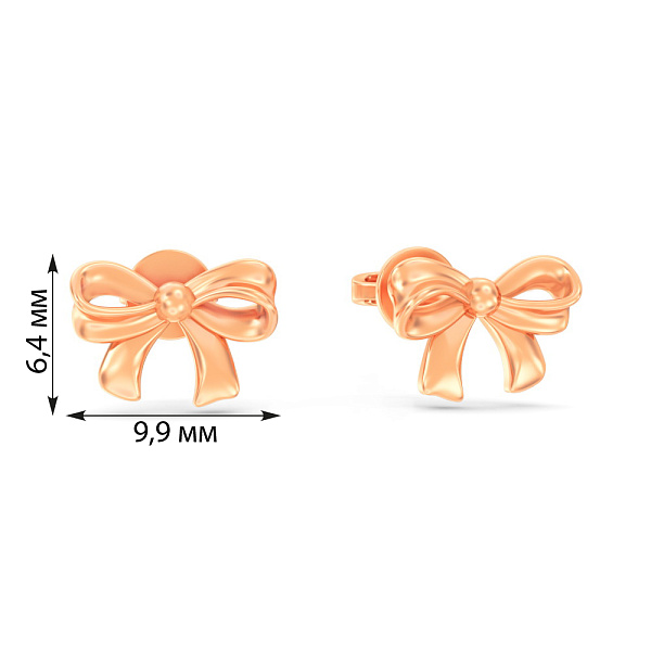 Золоті сережки-пусети Бантики (арт. 111309) – зображення 3