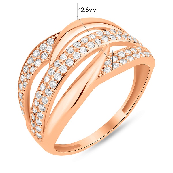 Массивное золотое кольцо с фианитами (арт. 156506) – изображение 5