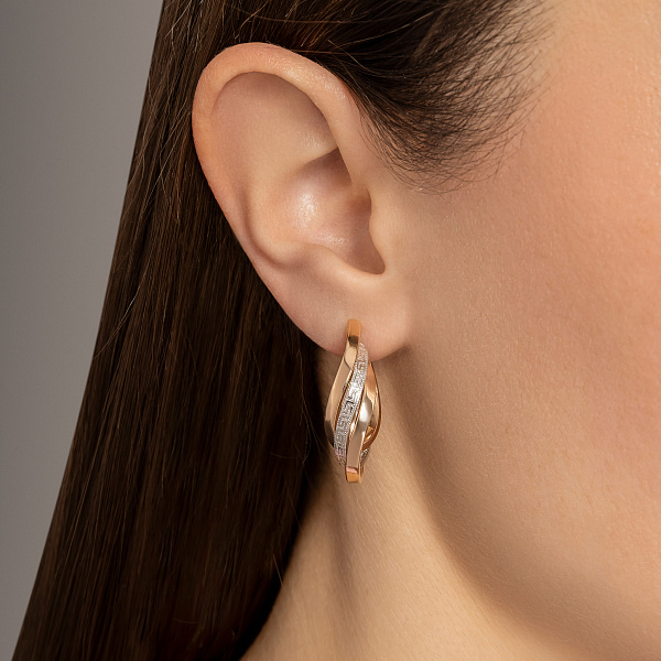 Сережки золоті Олімпія в червоному і білому кольорі металу (арт. 107884/30кб) – зображення 2