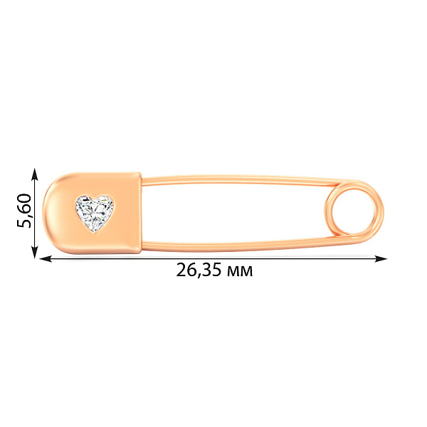Золотая булавка Сердце (арт. 360214) – изображение 3