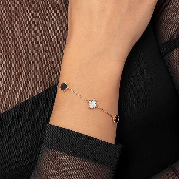 Золотой браслет с перламутром и ониксом (арт. 3261068/8по) – изображение 2