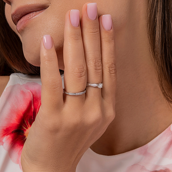 Кольцо из белого золота с бриллиантом для помолвки (арт. К011656020б) – изображение 4