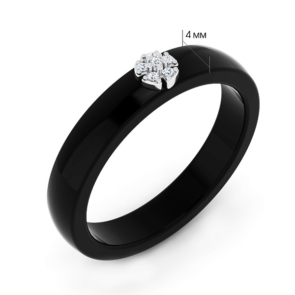 Каблучка з золота та чорної кераміки з діамантами (арт. К011790бч) – зображення 2