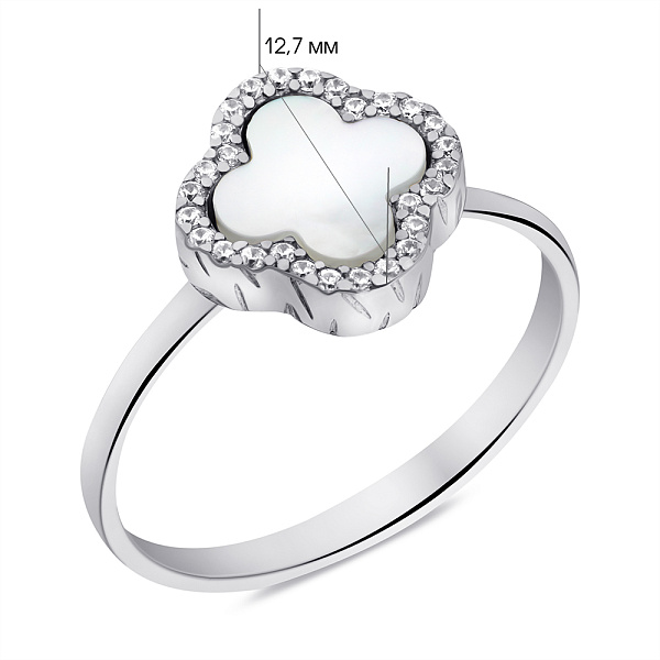 Серебряное кольцо с перламутром и фианитами (арт. 7501/653/8пкп) – изображение 2