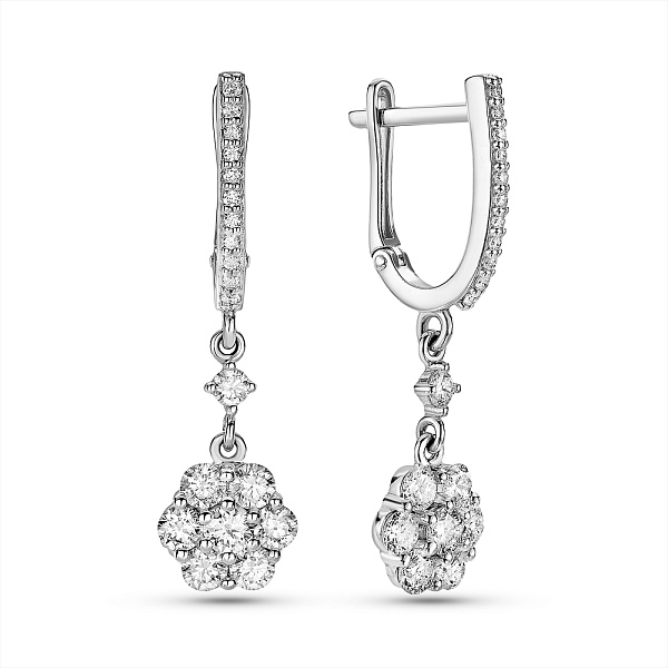 Серьги-подвески из белого золота с бриллиантами (арт. С011316100б) – изображение 1