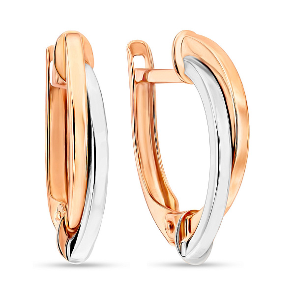 Золоті сережки в комбінованому кольорі металу (арт. 105442кб) – зображення 1