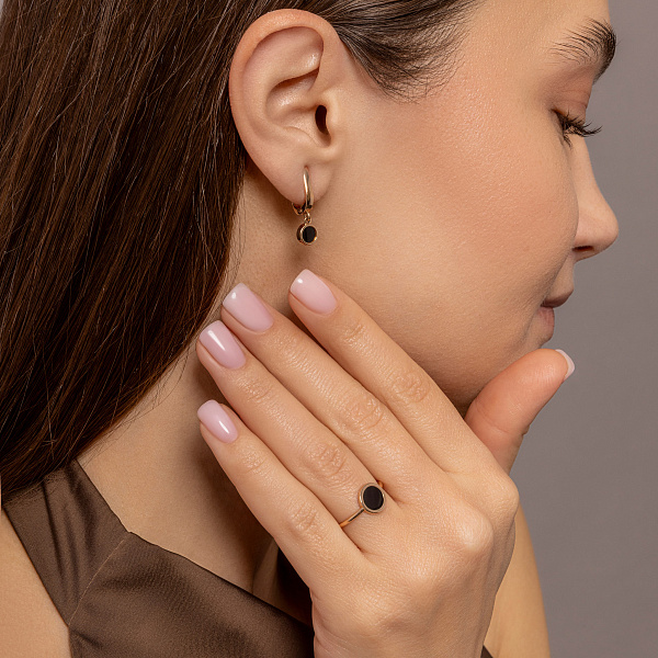 Сережки-підвіски Лýна з червоного золота з емаллю (арт. 111086ч) – зображення 4