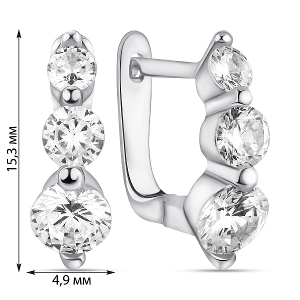Серебряные серьги с фианитами (арт. 7502/3699) – изображение 2