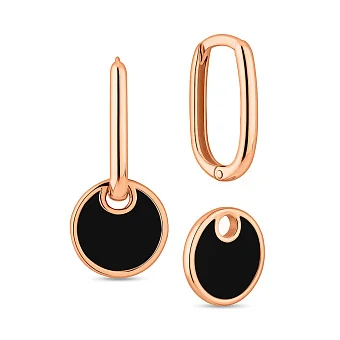 Сережки Лýна з червоного золота з емаллю (арт. 1101055еч)