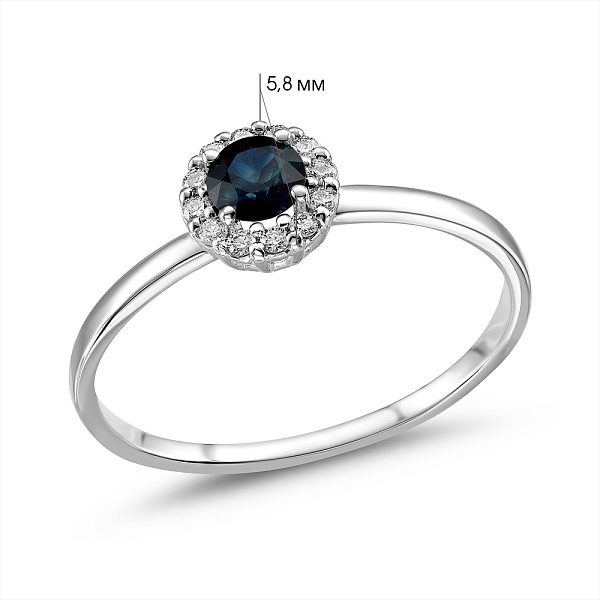 Золота каблучка з сапфіром і діамантами (арт. К011635бс) – зображення 4