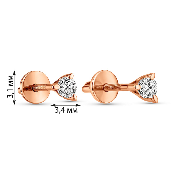 Золотые серьги пусеты с фианитом (арт. 110388) – изображение 2