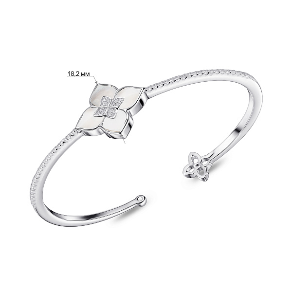 Срібний жорсткий браслет Квітка з перламутром (арт. 7509/2183310/20п) – зображення 4