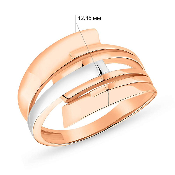 Широкое кольцо из золота с родированием (арт. 155374р) – изображение 2