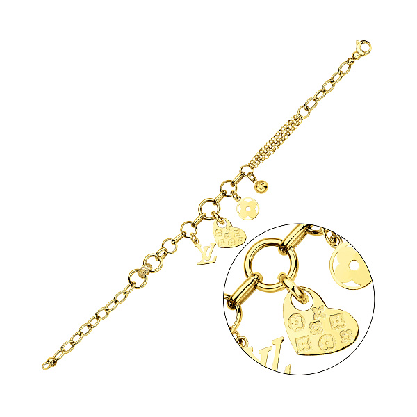 Браслет из желтого золота с подвеской (арт. 3261130жП4) – изображение 1