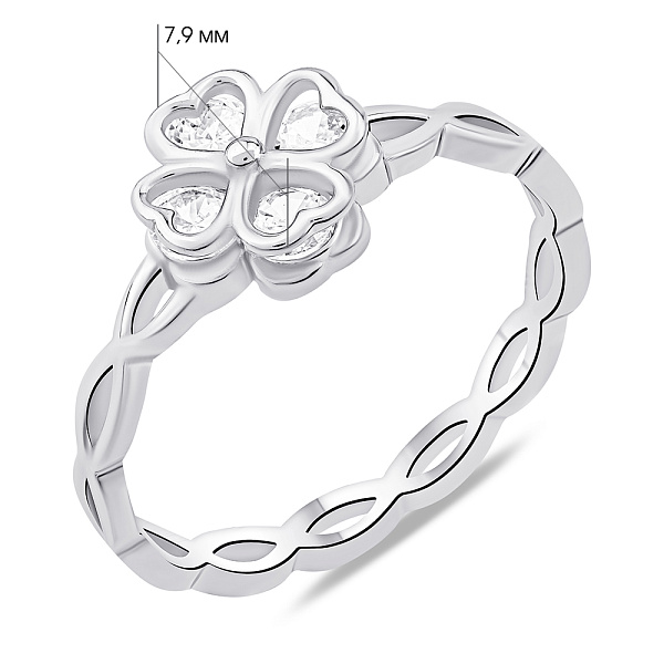 Серебряное кольцо Клевер с фианитами (арт. 7501/7001) – изображение 2