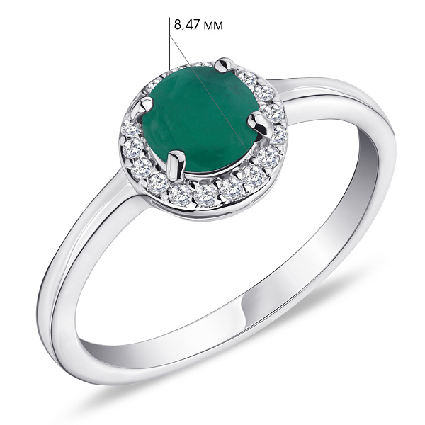 Серебряное кольцо с изумрудом и фианитами (арт. 7001/1221Изм) – изображение 2