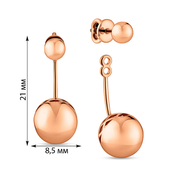 Золотые серьги-джекеты (арт. 1101079) – изображение 2