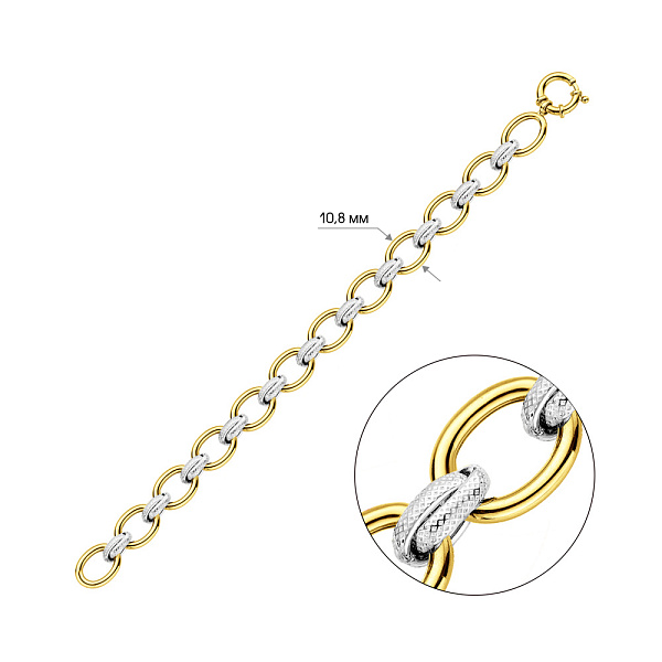 Браслет Звенья из желтого и белого золота (арт. 3261032жб) – изображение 2