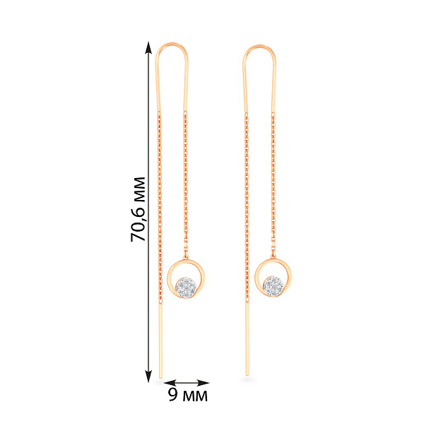 Золотые серьги протяжки с фианитами (арт. 110988) – изображение 2
