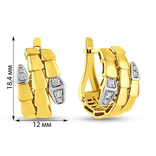Серьги из желтого золота с фианитами (арт. 1091349ж) – изображение 5