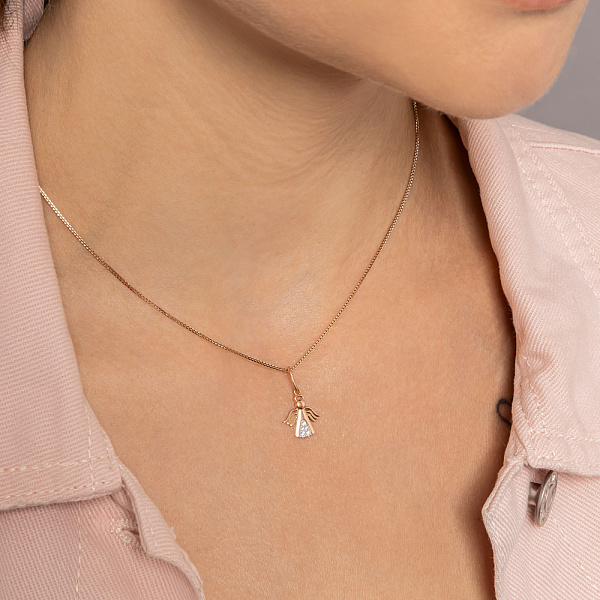 Золотий підвіс в формі янгола з фіанітами (арт. 440901) – зображення 2