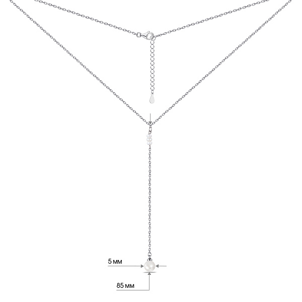 Кольє-краватка зі срібла з перлами (арт. 7507/1766жб) – зображення 3