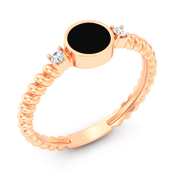 Кольцо Лýна из красного золота с эмалью и фианитами (арт. 141237еч) – изображение 1