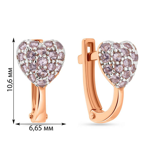 Серьги для детей с золота с розовыми фианитами (арт. 110262р) – изображение 3