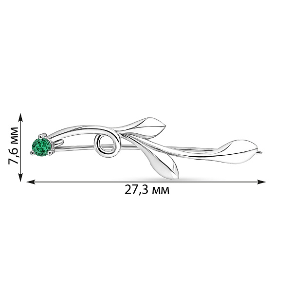 Золота брошка з фіанітом (арт. 360088бз) – зображення 3