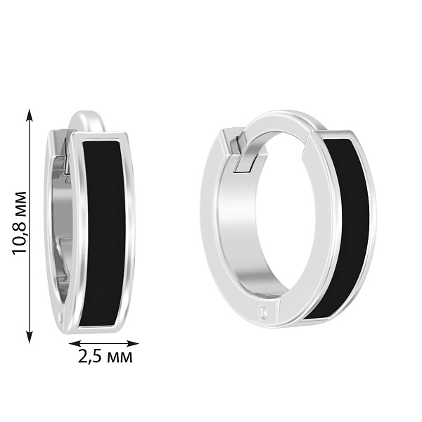 Серьги-кольца из белого золота с эмалью (арт. 110653бч) – изображение 3