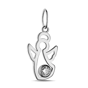Кулон з білого золота «Янгол» з фіанітом (арт. 423497б)