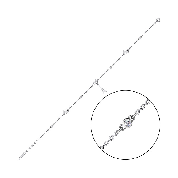 Серебряный браслет с подвеской и фианитами (арт. 7509/3028н) – изображение 1