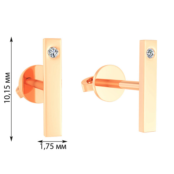 Серьги из красного золота с бриллиантом (арт. Т011156) – изображение 3