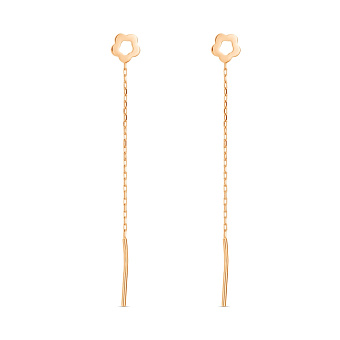 Серьги-протяжки «Цветы» из красного золота (арт. 106548)